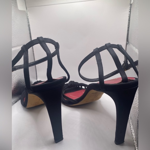 Kate Spade - 8.5 B - Black Satin Peep Toe - Used - Picture 5 of 10